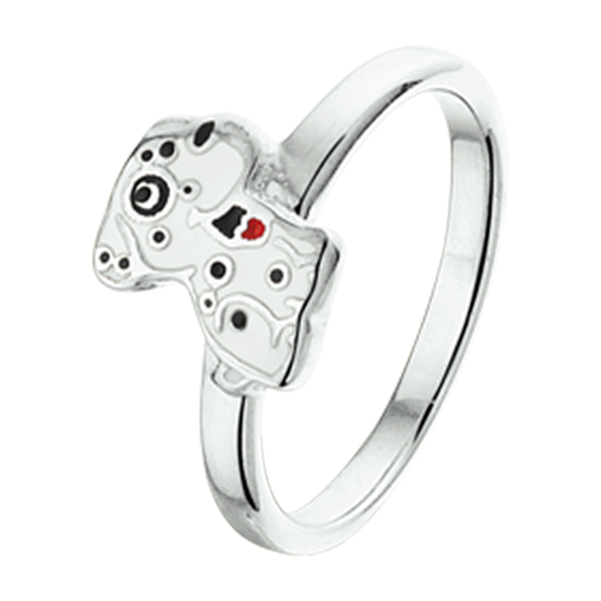 Schattig gerhodineerd zilveren hond ring uitgevoerd met verschillende kleuren emaille. De ring is er in verschillende maten en heeft een breedte van 7.5mm. U kunt deze ring combineren met bijpassende sieraden uit onze collectie. Tip: Leuk om kado te geven! Wat zal ze stralen! INFO: Gerhodineerd zilver is door de rhodiumlaag beter bestand tegen verkleuren en krassen.