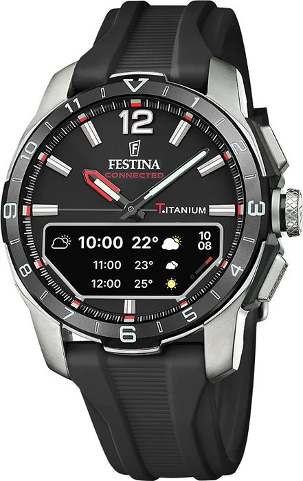 Ontdek de Festina Connected D, een horloge ontworpen voor de moderne man die zowel elegantie als functionaliteit waardeert. Dit model biedt de klassieke uitstraling van een traditioneel horloge met de innovatie van verbonden technologie. De belangrijkste eigenschap is de perfecte combinatie van een analoge wijzerplaat en een klein digitaal display, waardoor je gemakkelijk toegang hebt tot essentiële informatie van je smartphone. Ideaal om verbonden te blijven zonder stijl op te offeren.