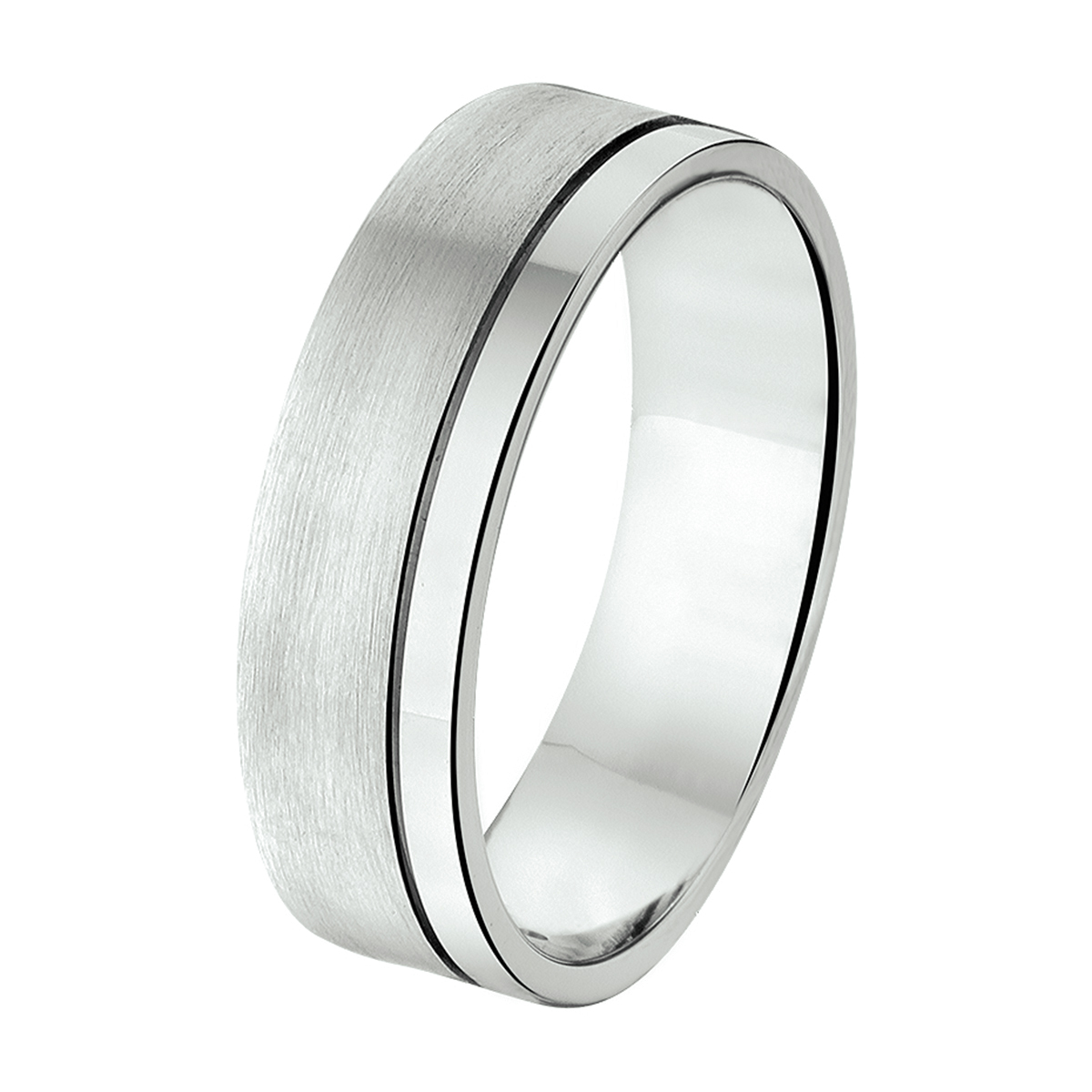 zilveren ring, vlak mat/poly mt20