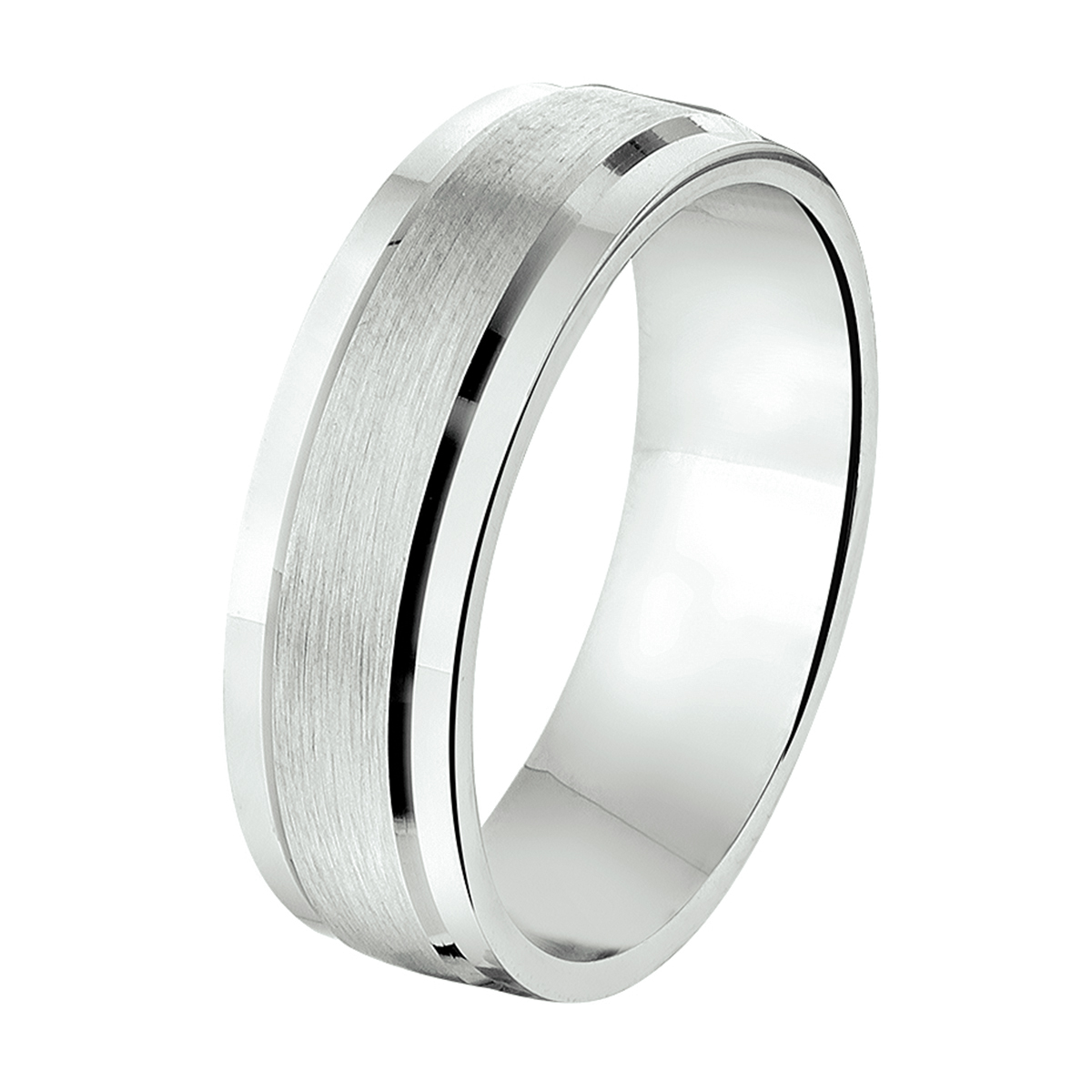 zilveren ring, mat/poly streep maat 20.5
