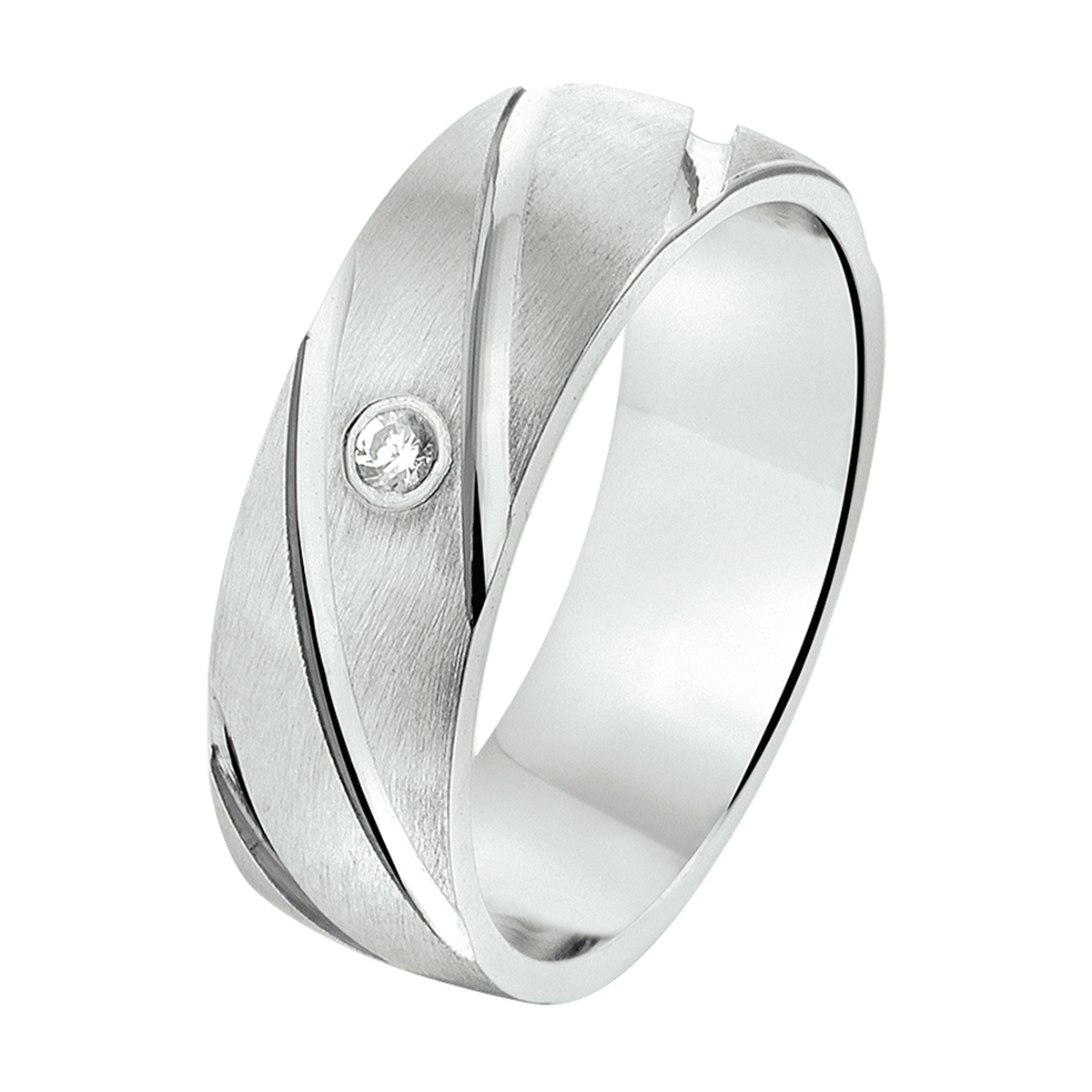 zilveren ring, mat /// +cz mt54