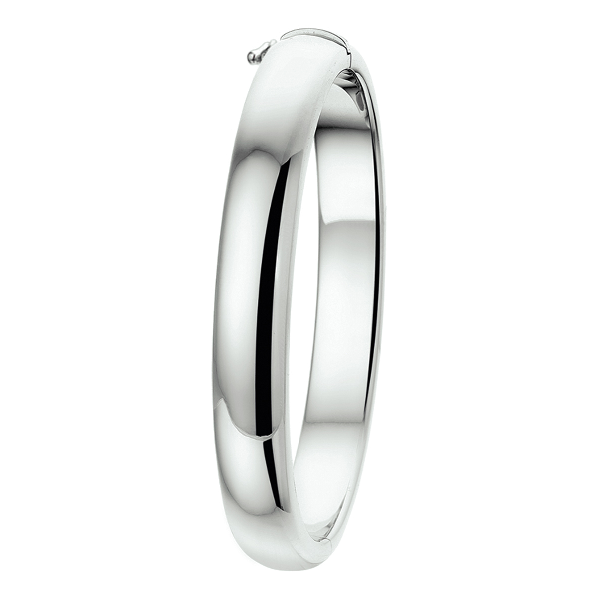 Gerhodineerd zilveren bangle armband met ovale buis en een scharnier-sluiting.
Uniekenummer serie: 39298

Breedte: 8 mm
