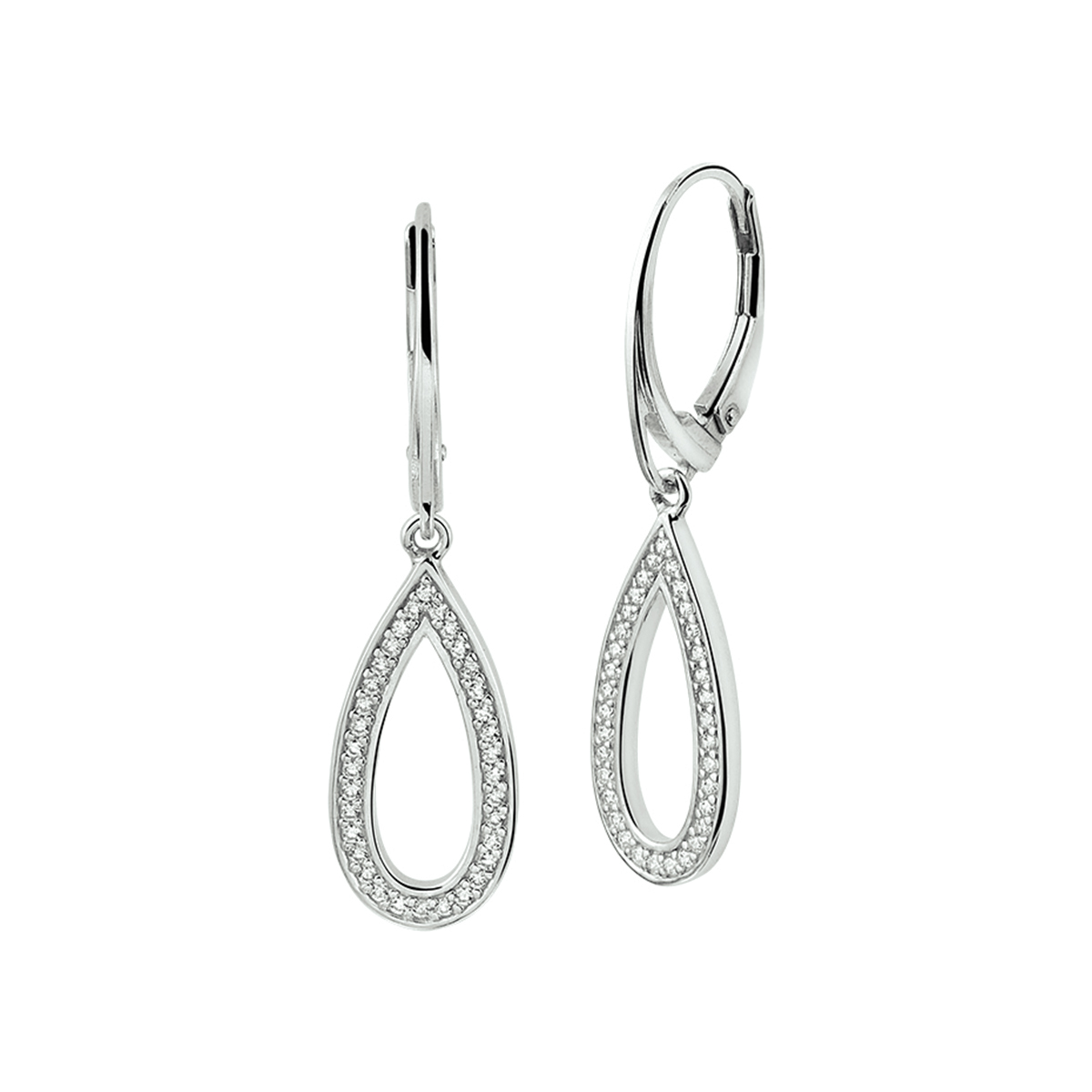 Zilver gerhodineerde oorbellen zirkonia