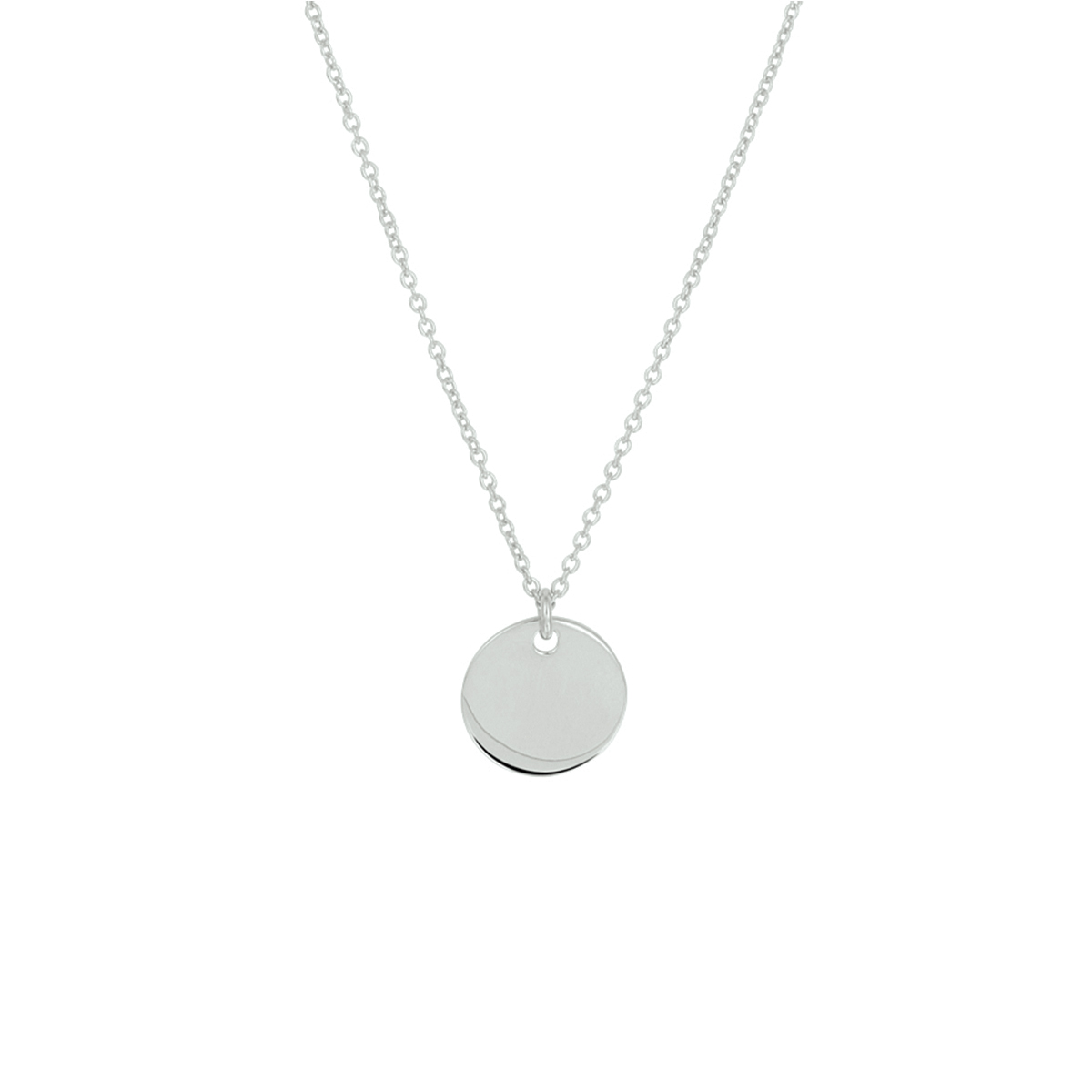 Gerhodineerd 925 zilveren collier uitgevoerd met een hanger in de vorm van een rondje. Het collier heeft een draaglengte van 40cm met een extensie van 5cm en een stevige karabijn sluiting. Het rondje heeft een diameter van 12mm.