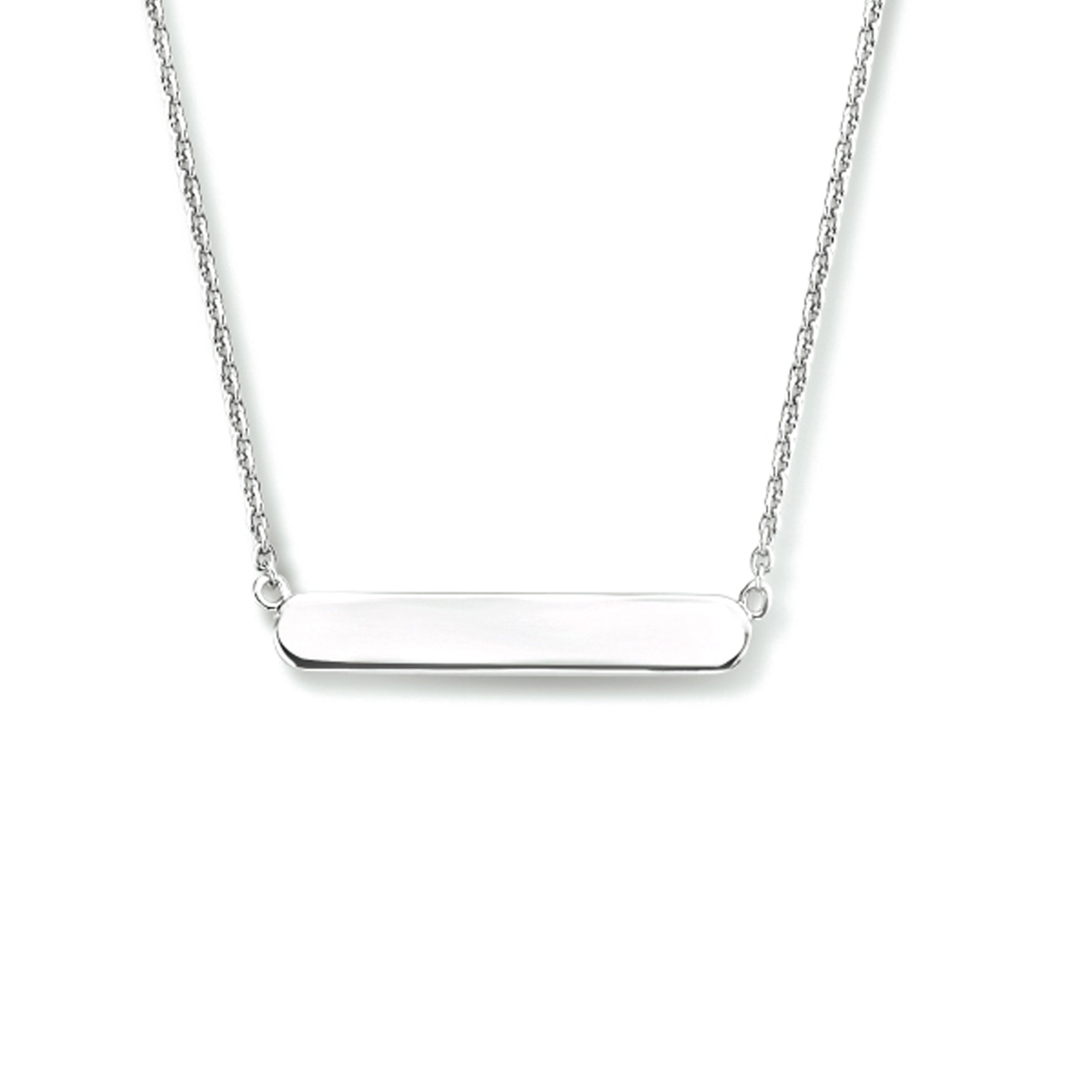 Gerhodineerd 925 zilveren collier uitgevoerd met een graveerplaatje van 4x25mm. Het collier heeft draaglengtes van 40, 42 en 44cm en een stevige karabijn sluiting.