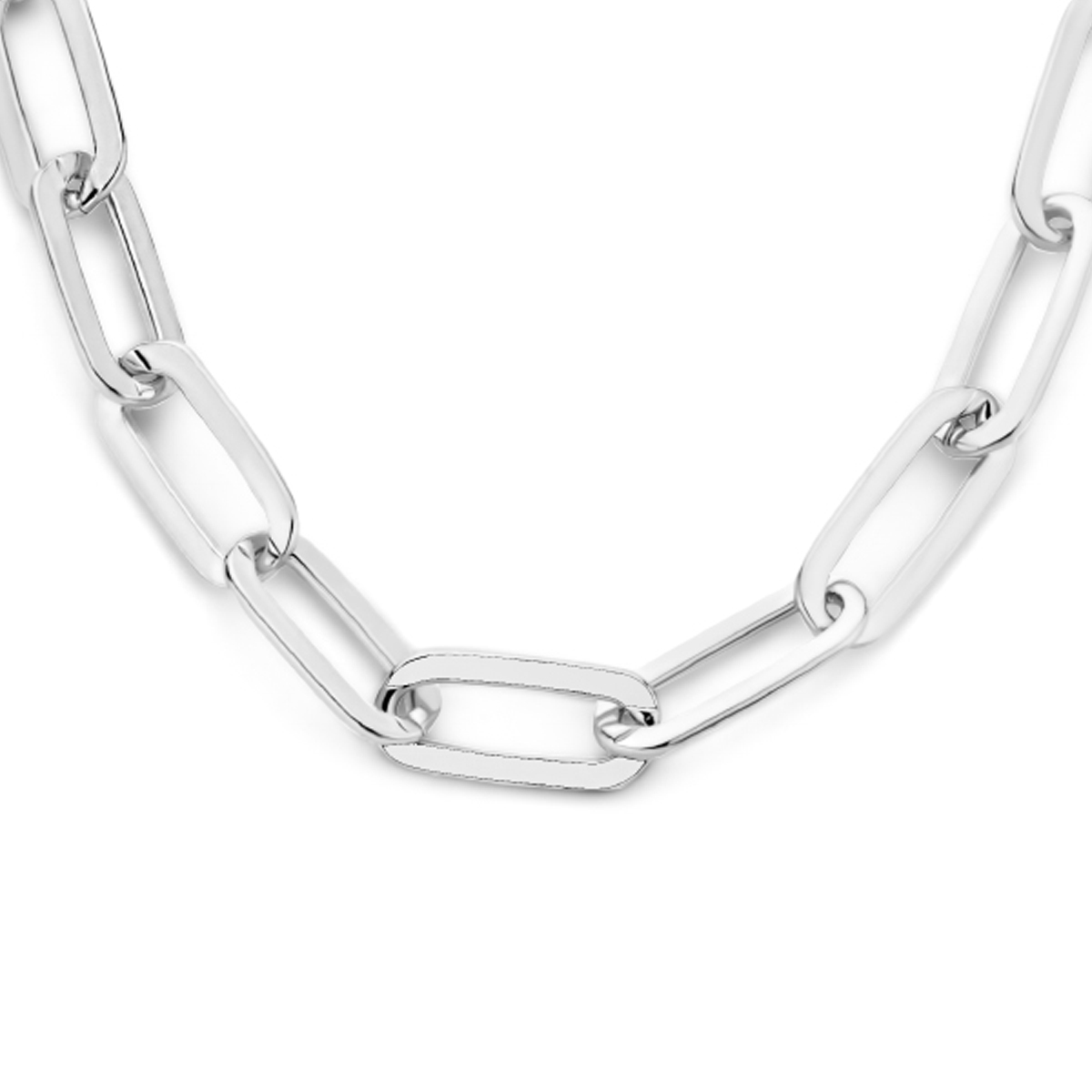 Gerhodineerd 925 zilveren collier uitgevoerd met een paperclip schakel van 7mm en een gourmette schakel van 1.4mm. Het collier heeft een draaglengte van 40cm met een extensie van 4cm en een karabijn sluiting.