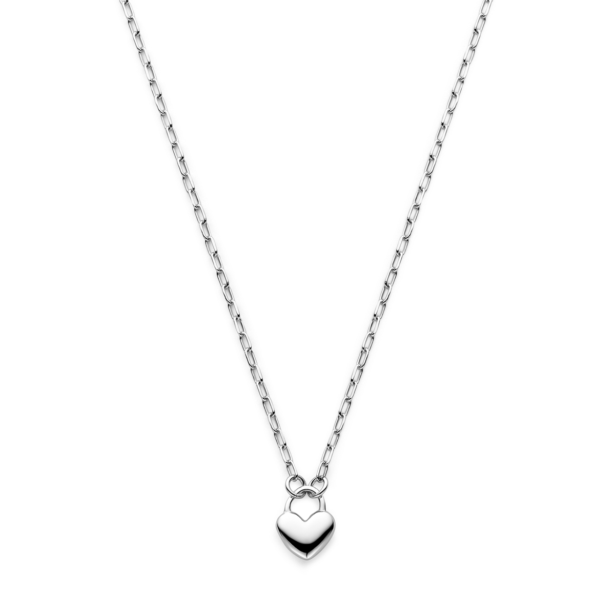 Gerhodineerd 925 zilveren collier met een hart. Het collier heeft een draaglengte van 41cm met 5cm extensie. Het hart heeft een afmeting van 13x10.5mm. Uitgevoerd met karabijnsluiting.