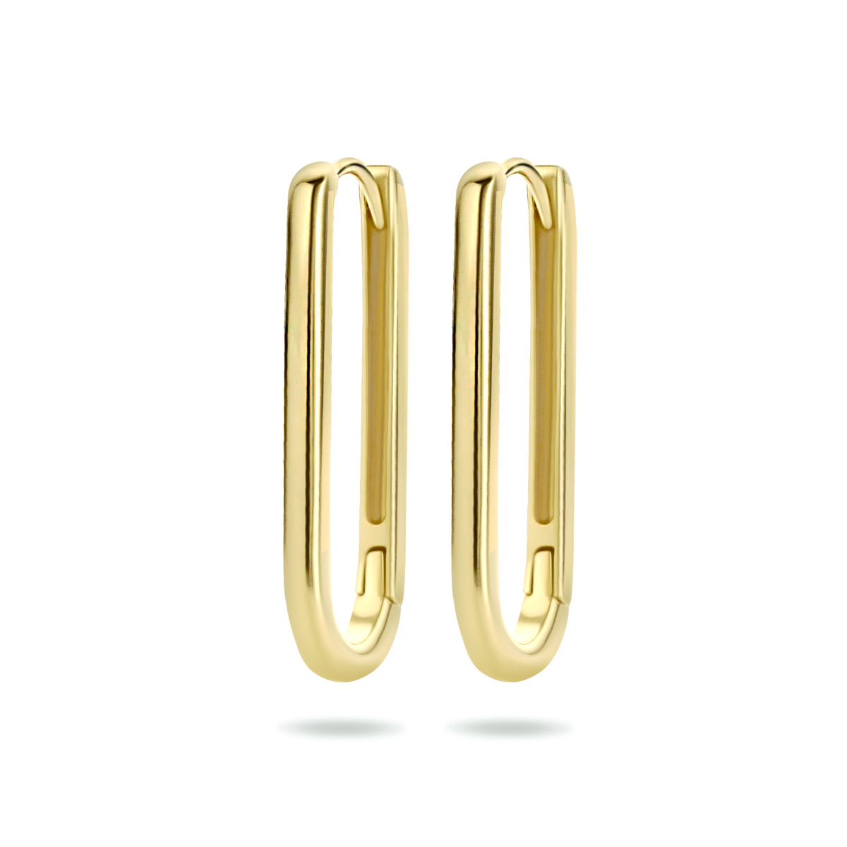 Geelgoud op 925 zilveren klapoorringen. De klapoorringen hebben een afmeting van 24x2mm. Geen garantie op plating