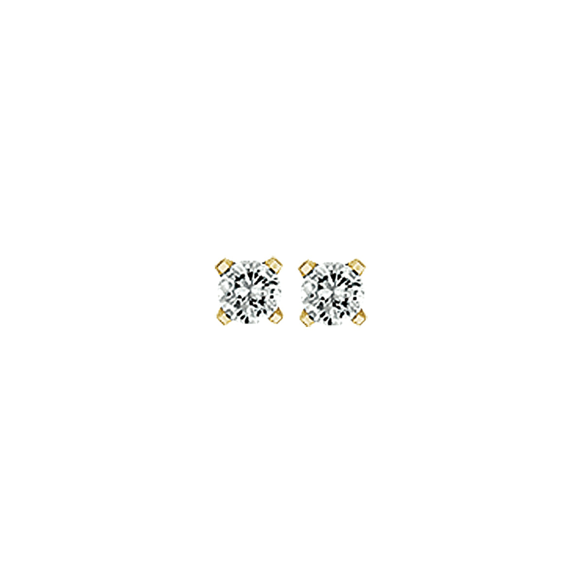 14 karaat geel gouden solitair oorknopjes in 3 mm. met een zirconia in chaton gezet. KA4000727