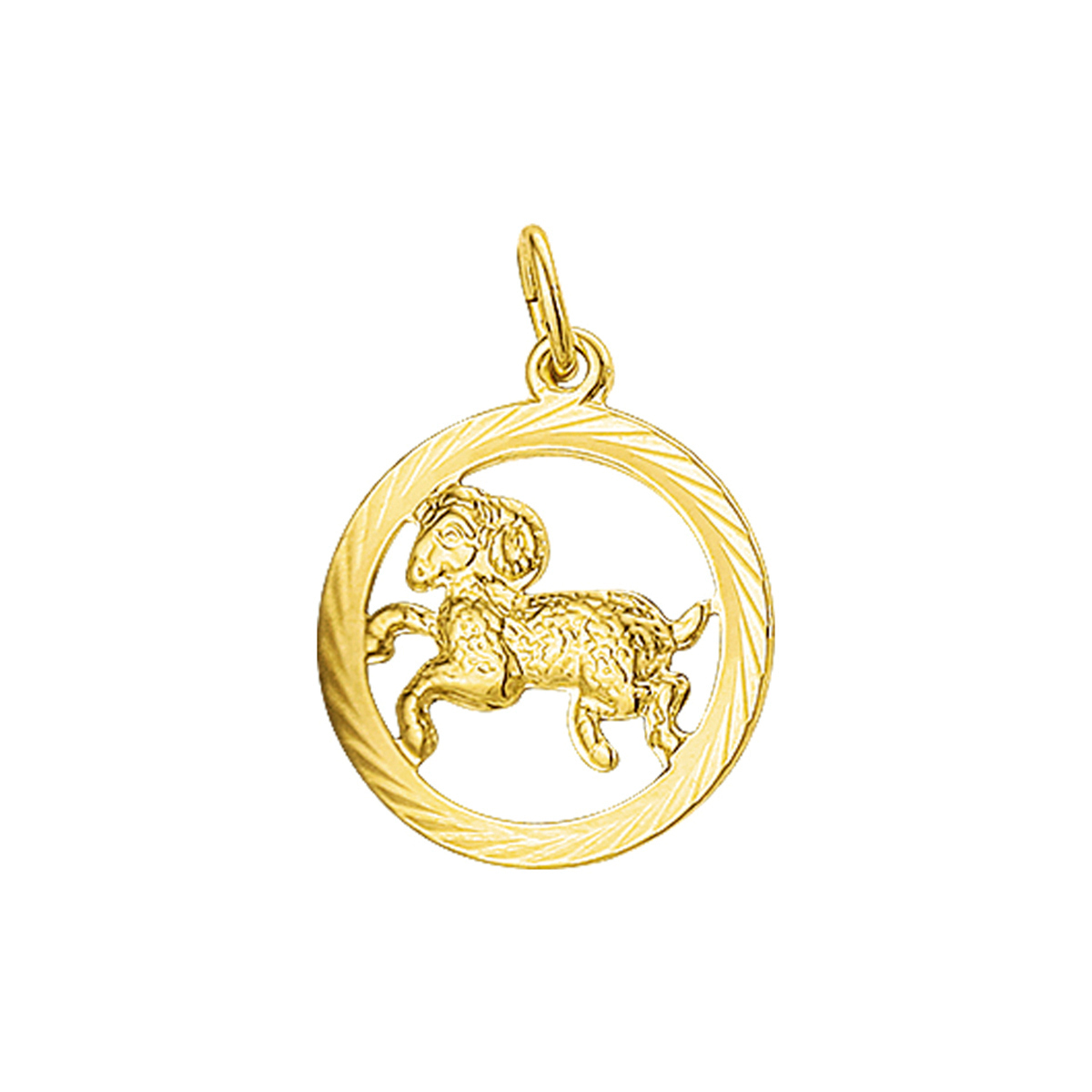 Beschrijving: De ram word getypeerd als een dynamisch persoon die met beide voeten op de grond staat. Het staat in de sterren geschreven. Details: Geelgouden hanger met ram sterrenbeeld. 
Uniekenummer serie: 35766
Verpakt per: 1
Doelgroep: unisex
Breedte: 16 mm
Hoogte: 16 mm