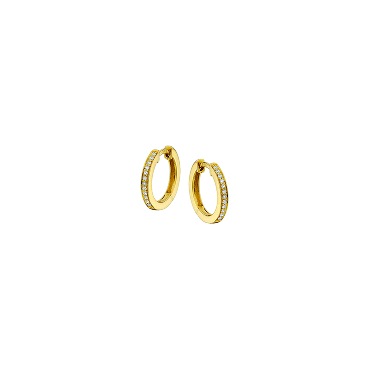 Beschrijving: Geelgouden klapcreolen met diamant. 
Uniekenummer serie: 29250
Verpakt per: 1
Doelgroep: dames
Breedte: 2 mm
Zetting: alliance (filetzetting)