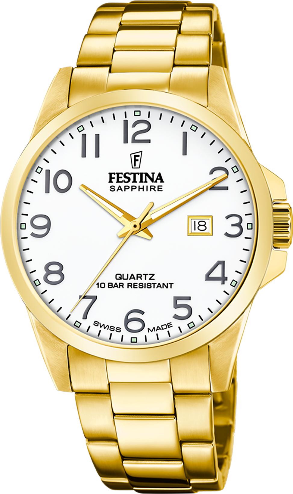 Festina - Doublé horloge, met witte wijzerplaat, 100 meter WR, Saffierglas, Quartz - F20044/1