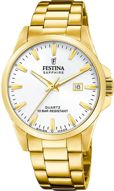 Festina - Double horloge met zilverkleurige wijzerplaat, 100 meter WR, Saffierglas, Quartz - F20044/2
