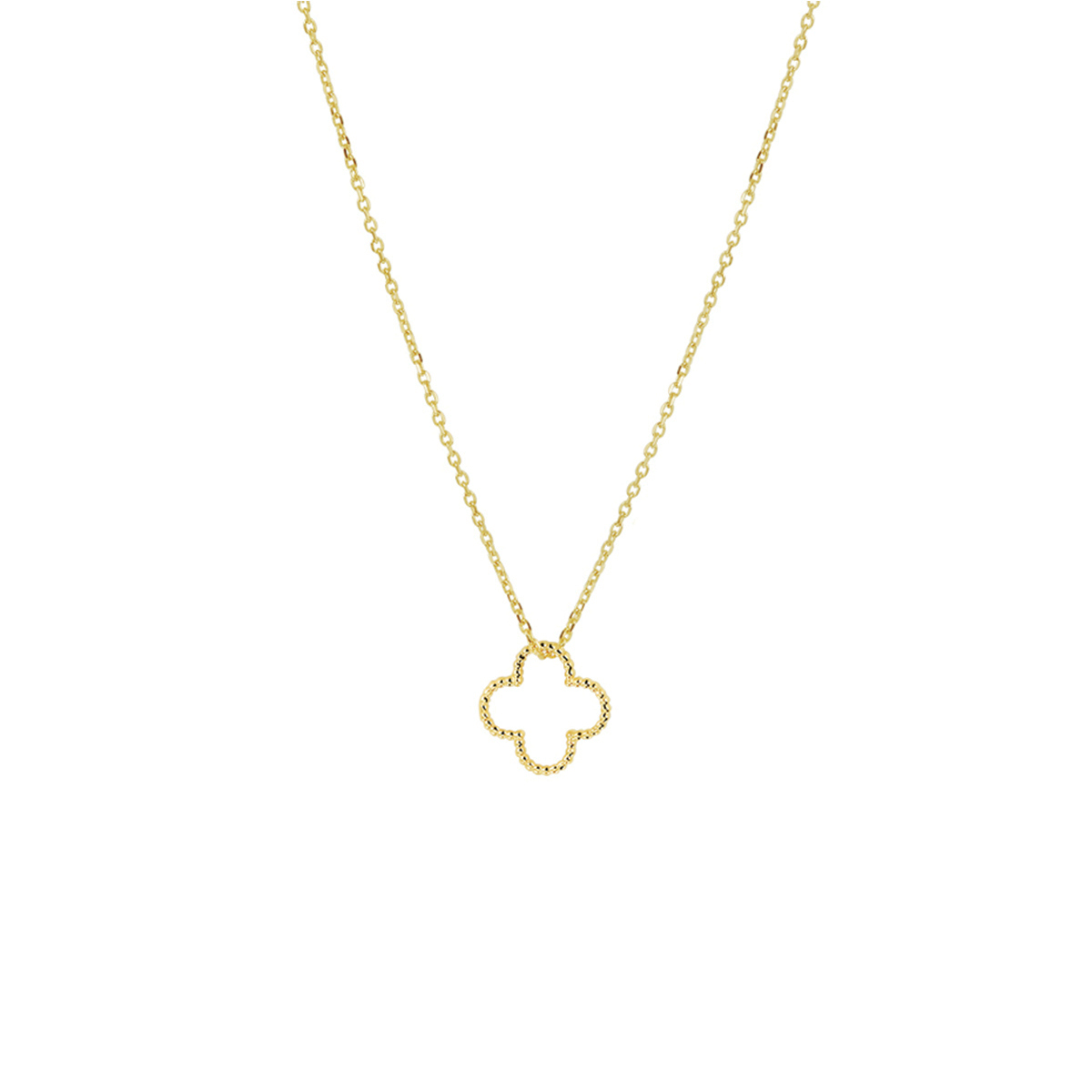 Trendy geelgouden anker collier met draaglengtes van 40 42 en 44cm uitgevoerd met een bloem hanger van 9x9mm. Het collier met hanger is te combineren met bijpassende sieraden uit onze collectie. Tip: Leuk om kado te geven! Maar zeker ook om kado te krijgen! Wenslijstje!!