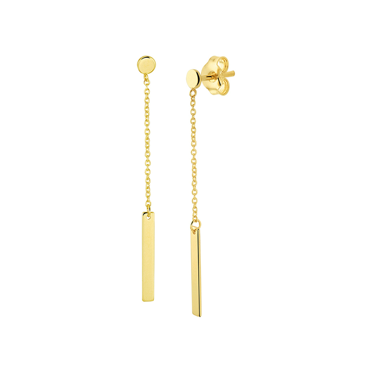 Beschrijving: Trendy geelgouden oorhangers met een totale hoogte van 4cm uitgevoerd met een balkje van 15x2mm en stevige poussette sluiting. De oorhangers zijn te combineren met bijpassende sieraden uit onze collectie. De oorhangers zijn te dragen met elke gelegenheid of je nu naar je werk gaat of een avond uit deze oorhangers zullen je outfit subtiel een portie glamour geven.
Verpakt per: 1
Doelgroep: dames
Breedte: 2 mm
Hoogte: 40 mm