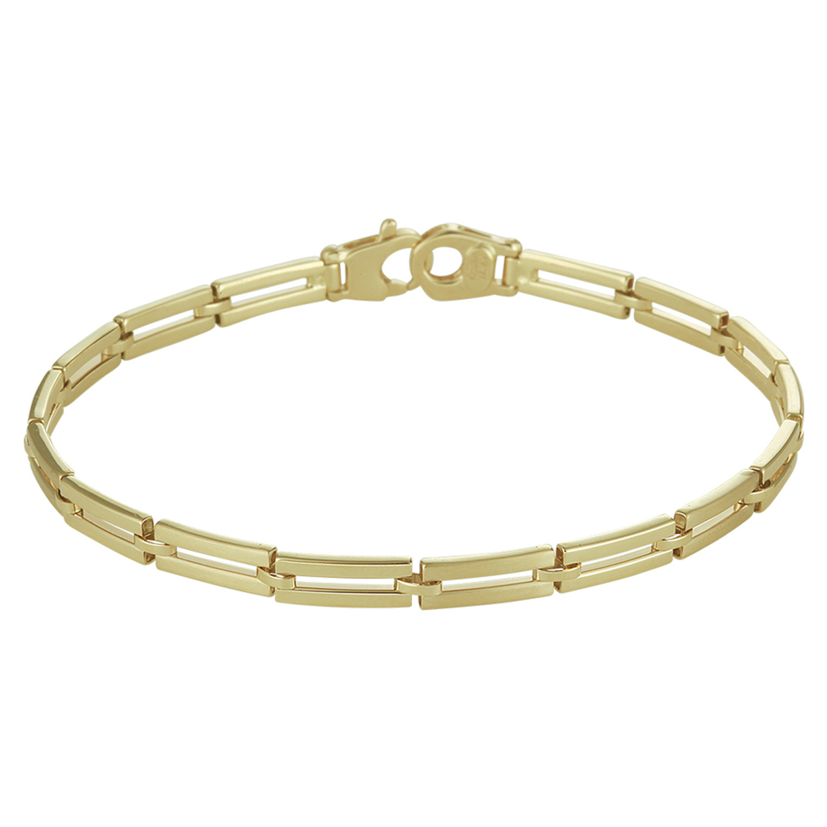 14k Geelgouden armband uitgevoerd met een stevige karabijn sluiting. De armband heeft een draaglengte van 20cm en is poli/mat afgewerkt.