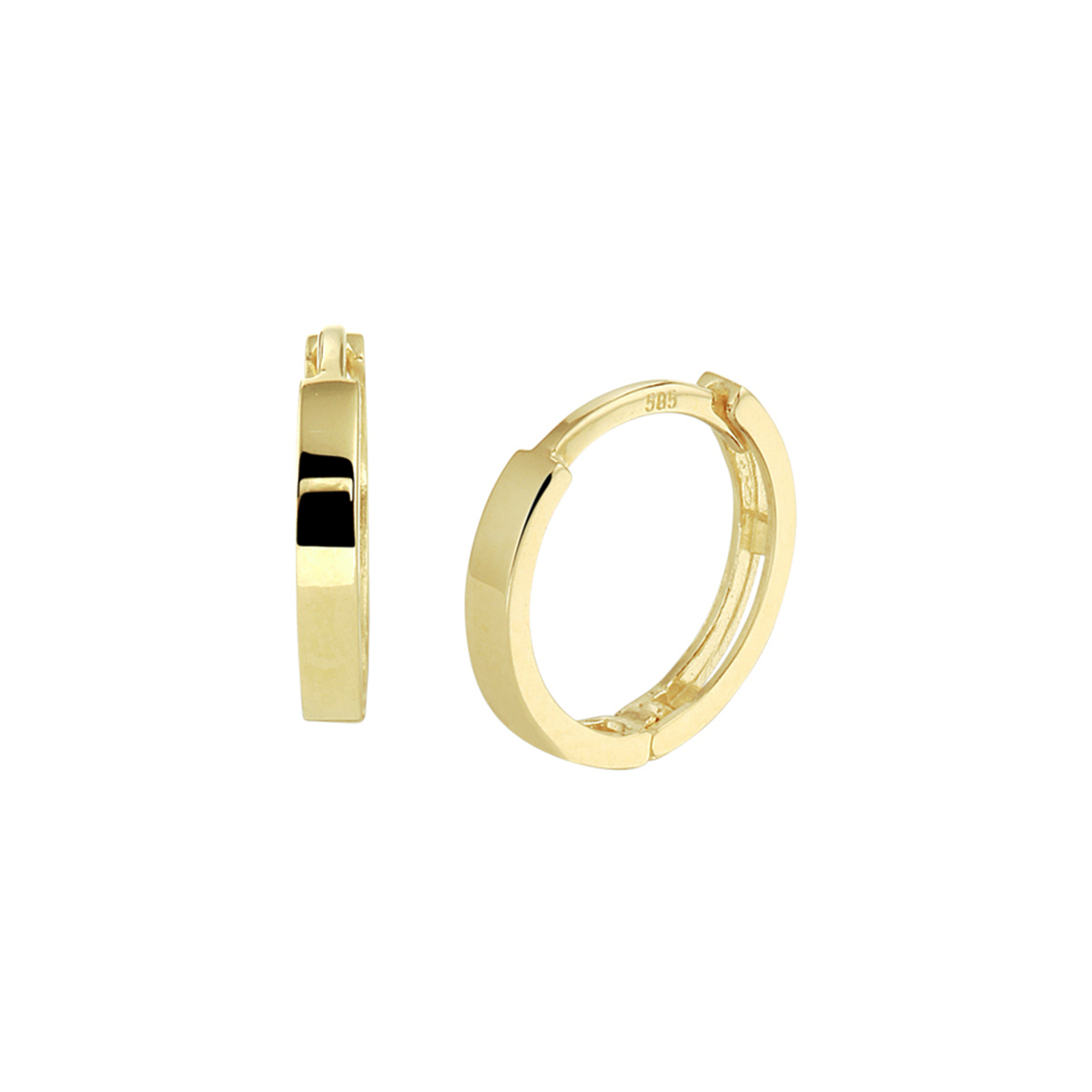 14k Geelgouden klapoorringen. De oorringen hebben een afmeting van 12x1.8mm.
