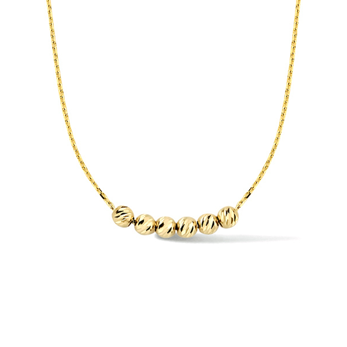 14k Geelgouden collier uitgevoerd met bolletjes. 