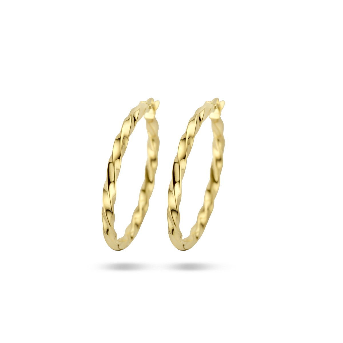 14k Geelgouden oorringen met een afmeting van 30x2.5mm.