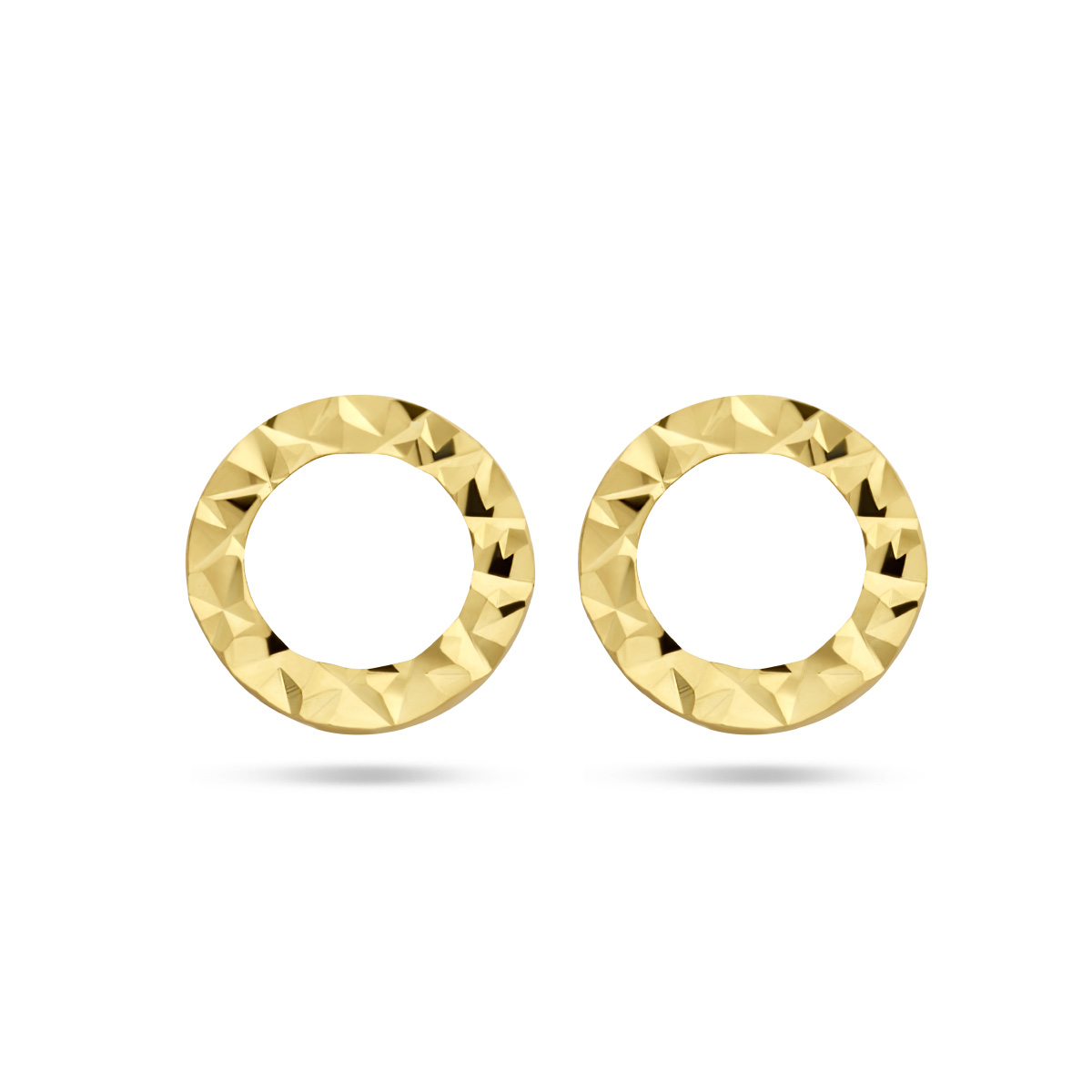 14k Geelgouden ronde oorknoppen met een diameter van 8mm