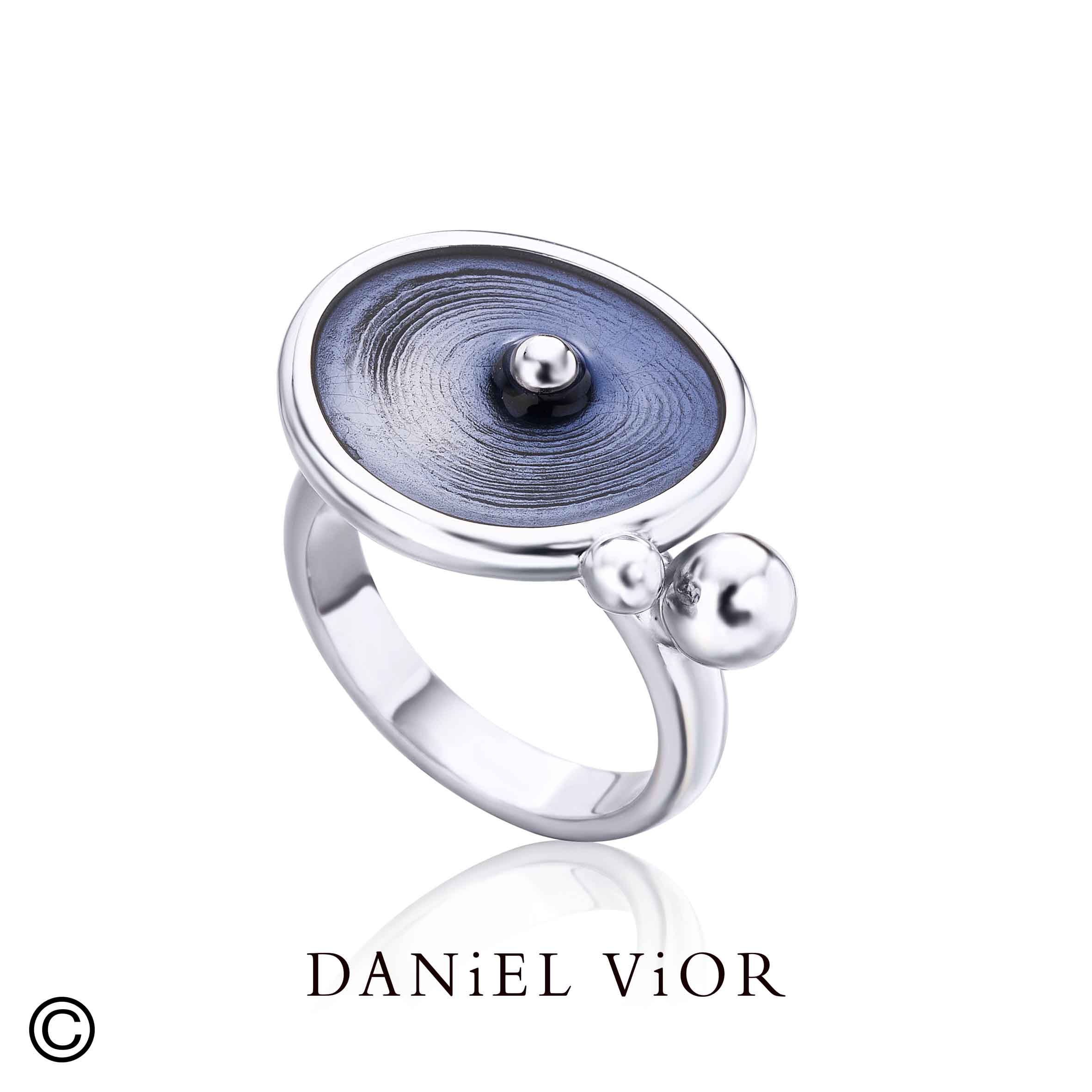 Daniel Vior zilveren ring met emaille model "drops"