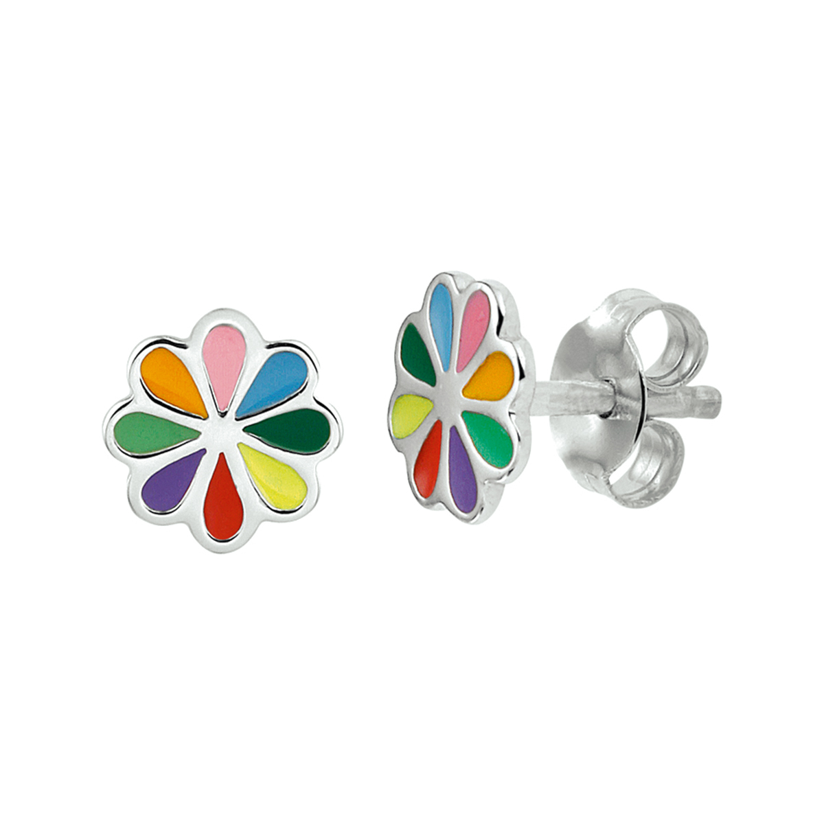 Gerhodineerd zilveren bloem oorknoppen uitgevoerd met verschillende kleuren emaille. De oorknoppen hebben een diameter van 7mm. U kunt deze oorknoppen combineren met bijpassende sieraden uit onze collectie.





