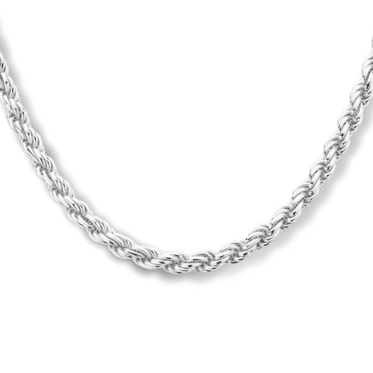 Gerhodineerd 925 zilveren koord lengte artikel uitgevoerd met een karabijn sluiting. De schakelbreedte is 4.0mm.