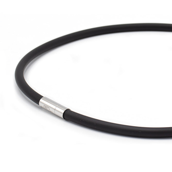 Rubber Collier en staal Zwart 47 cm