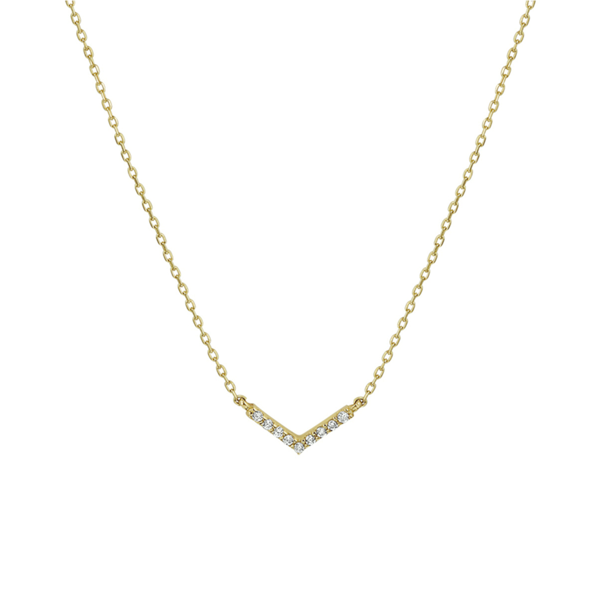 Geelgouden collier met zirkonia en draaglengtes van 40 42 en 44 cm.
