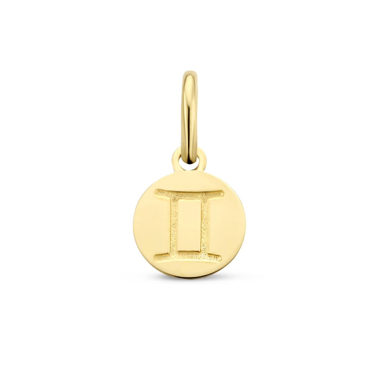 14k Geelgouden hanger uitgevoerd met een sterrenbeeld. De hanger heeft een totale hoogte van 1.2cm en een diameter van 6mm.