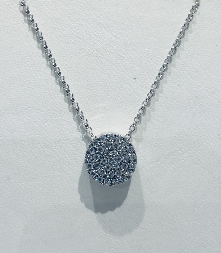 Zilveren ketting met hanger in zirconium