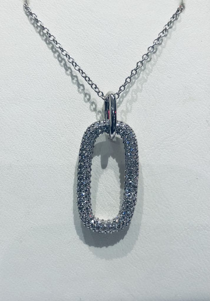 Zilveren ketting met hanger in zirconium