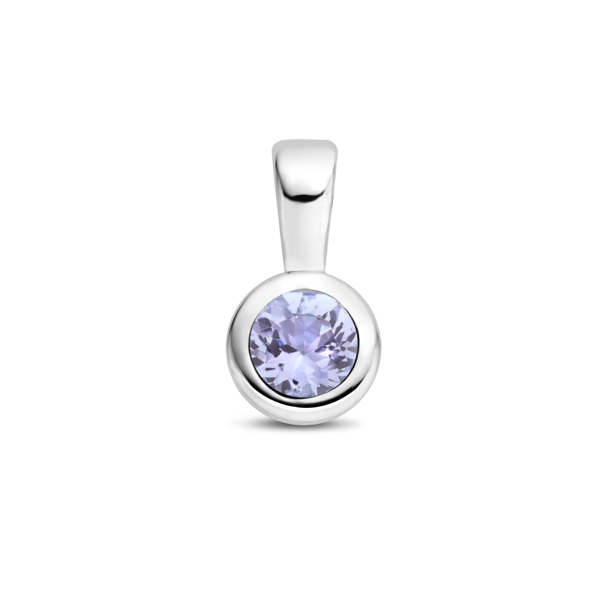 Gerhodineerd 925 geboortesteen zilveren hanger uitgevoerd met een schitterende tanzaniet. De hanger heeft een afmeting van 11x5.5mm. De tanzaniet heeft een steengewicht van 0.29ct.
