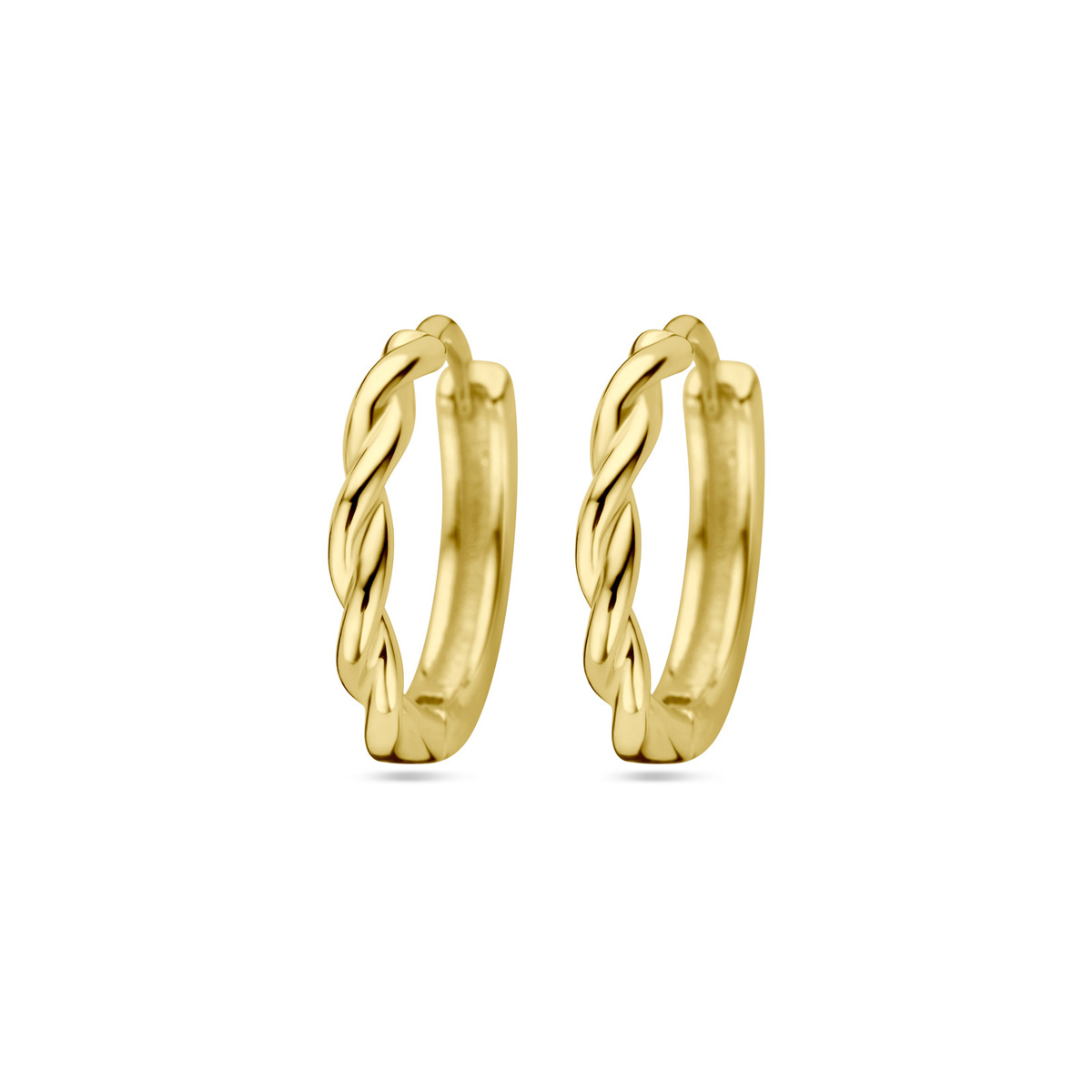 Geelgoud op 925 zilveren klapoorringen met een afmeting van 13x2.0mm.