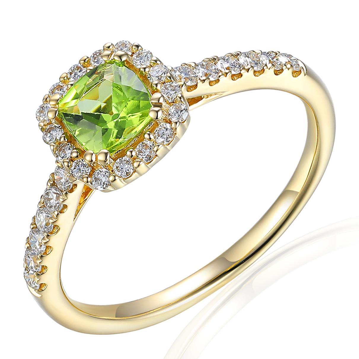 Ring in geel goud 14 k met Peridoot en Diamant 
28 0.32 H si
0.64 Peridoot 