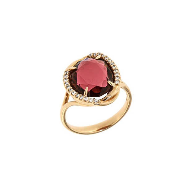 Ring Peroni & Parise Rose 18 k With Pink Tourmaline and Diamonds ct 0.15
