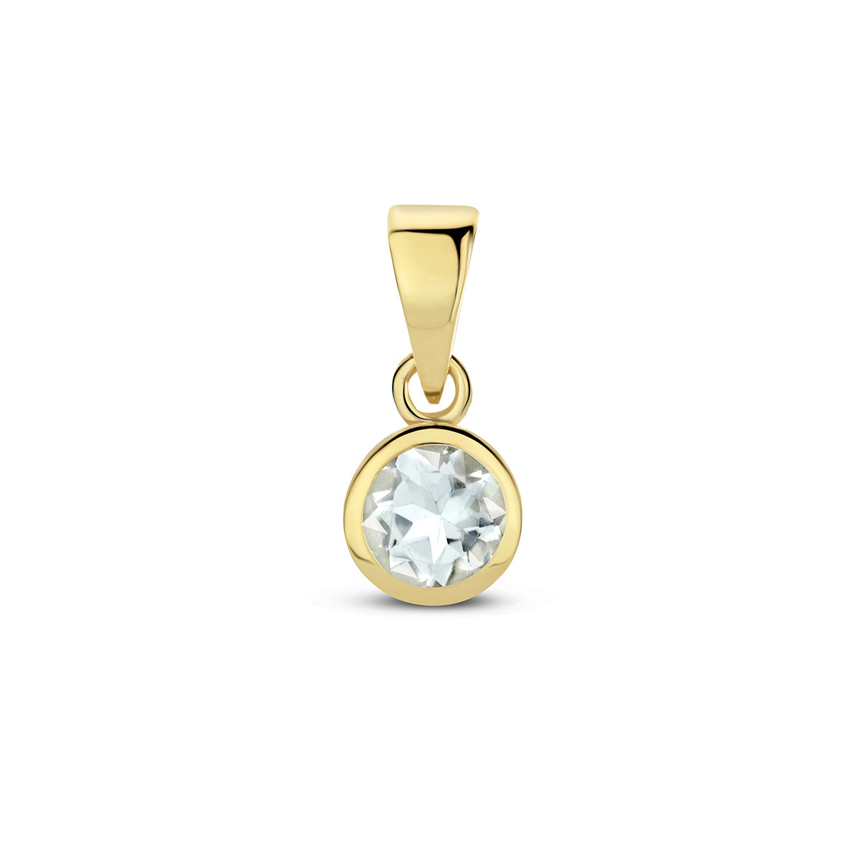 gouden geboortesteen hanger, Maart aquamarijn 0.25ct