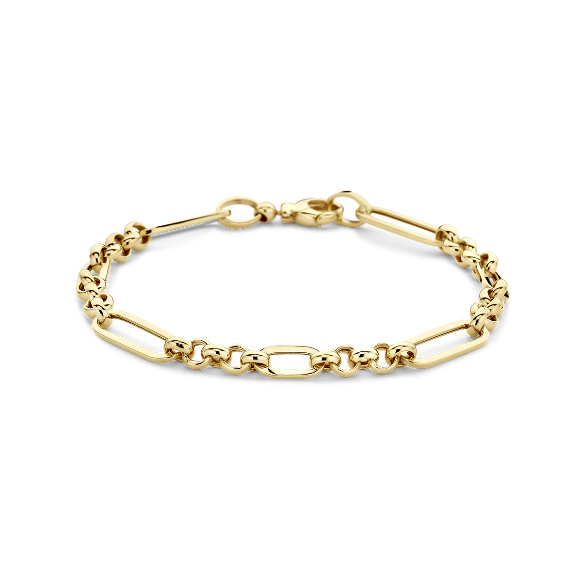 Gouden armband, jasseron/paperclip 19cm
