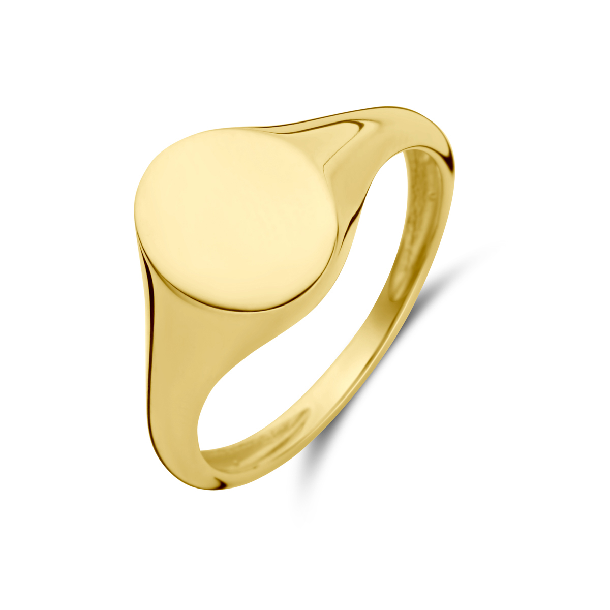 14k Geelgouden graveerring. De ring heeft een breedte van 10mm.