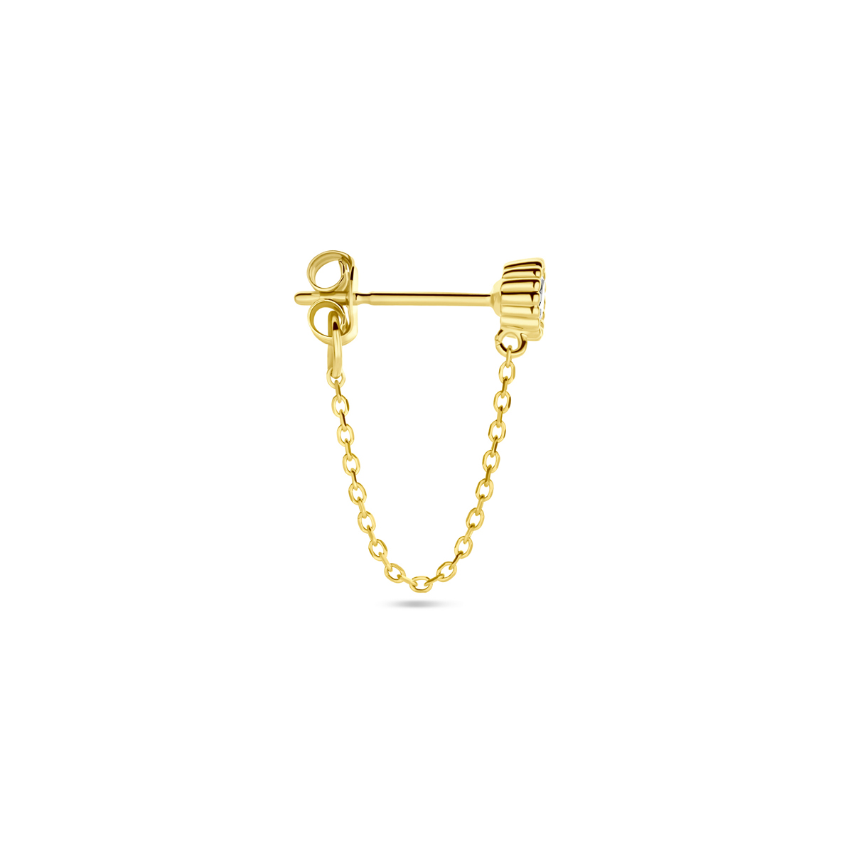 14k Geelgoud oorknop uitgevoerd met een zirkonia. Met een diameter van 4mm. Deze oorsieraden worden per stuk verkocht ipv per paar.