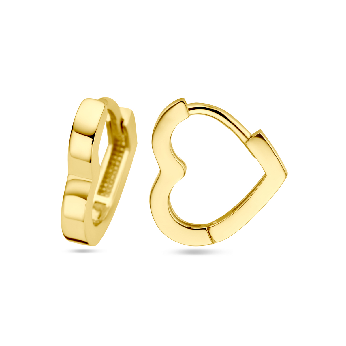 gouden oorringen, hartje 2x11.5mm
