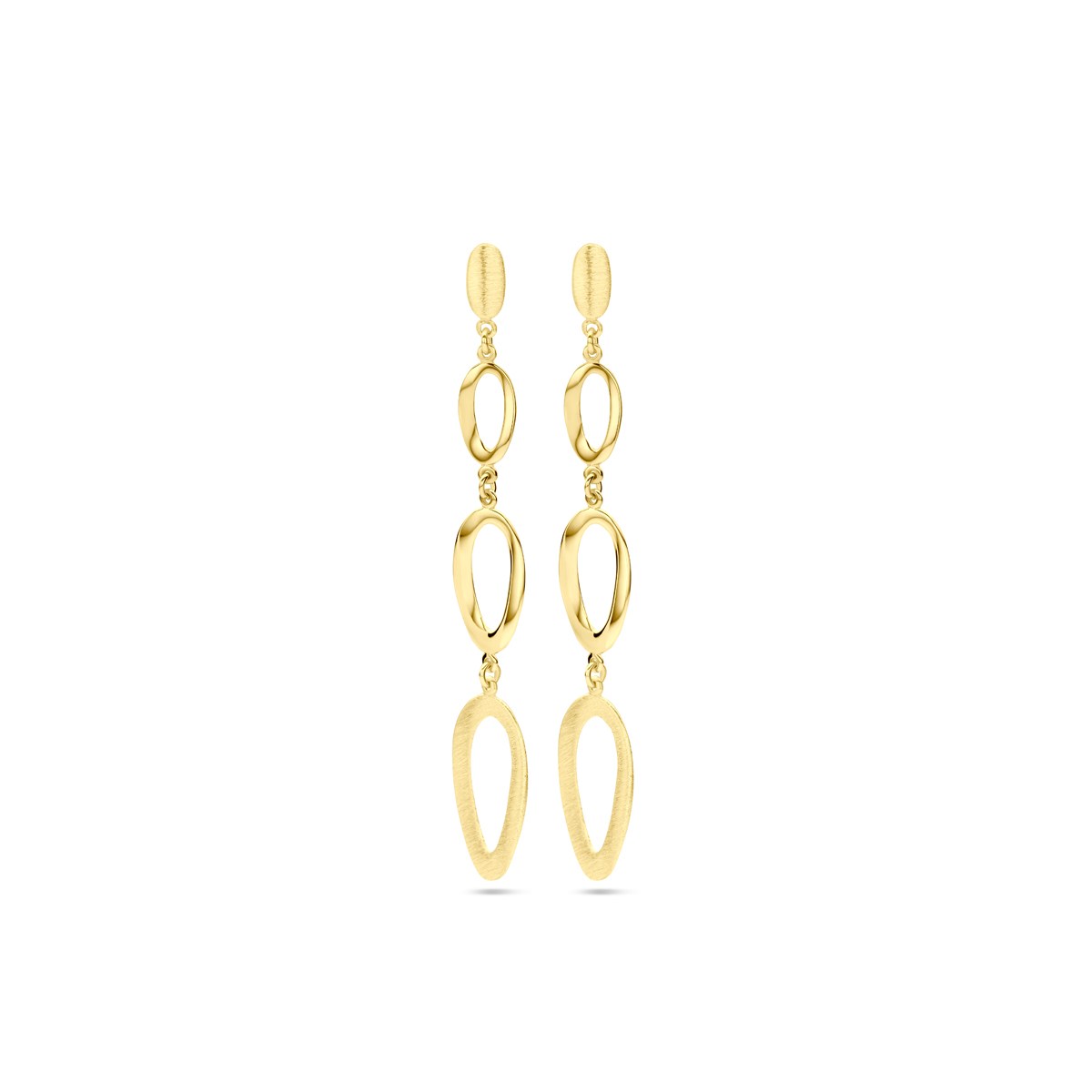 14k Geelgouden oorhangers met een totale hoogte van 51mm.