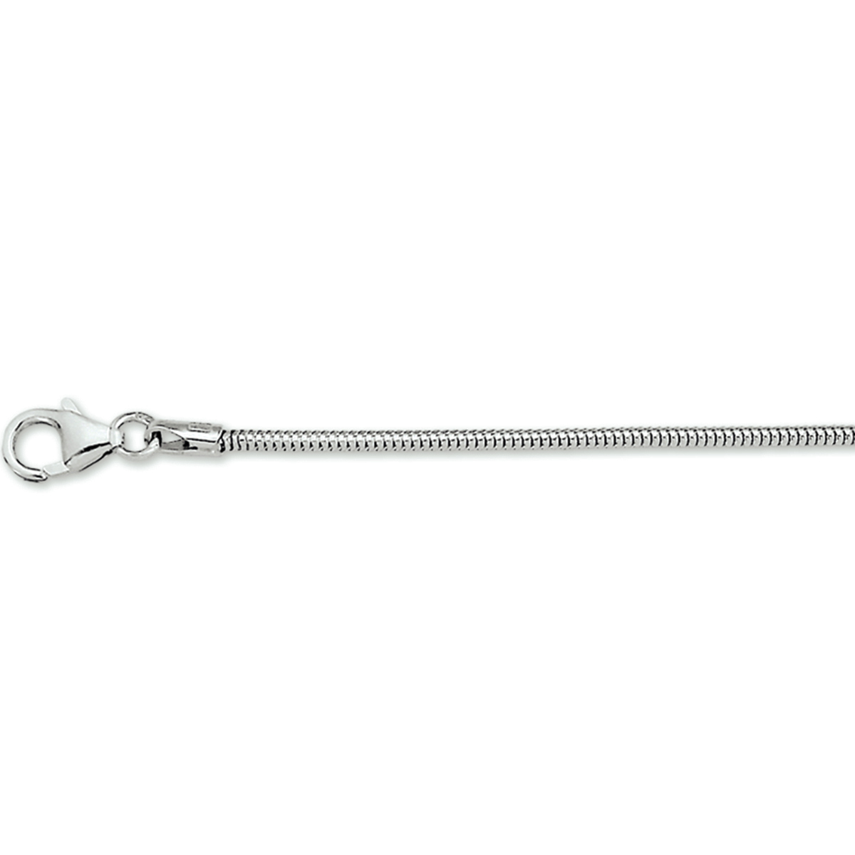 Beschrijving: witgouden slangen collier. 
uniekenummer serie: 29716
verpakt per: 1
doelgroep: unisex
breedte: 1.4 mm
langste lengte: 50 mm