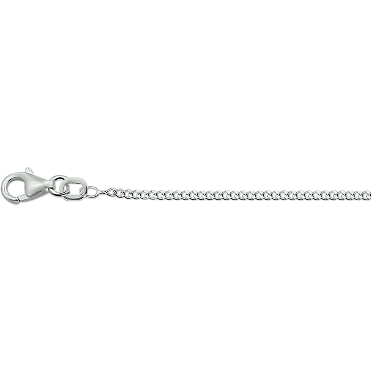Witgoud gourmet collier met 3 ogen aan het eind voor verschillende draaglengtes.

Breedte: 1.4
Kortste lengte: 41
Langste lengte: 45

