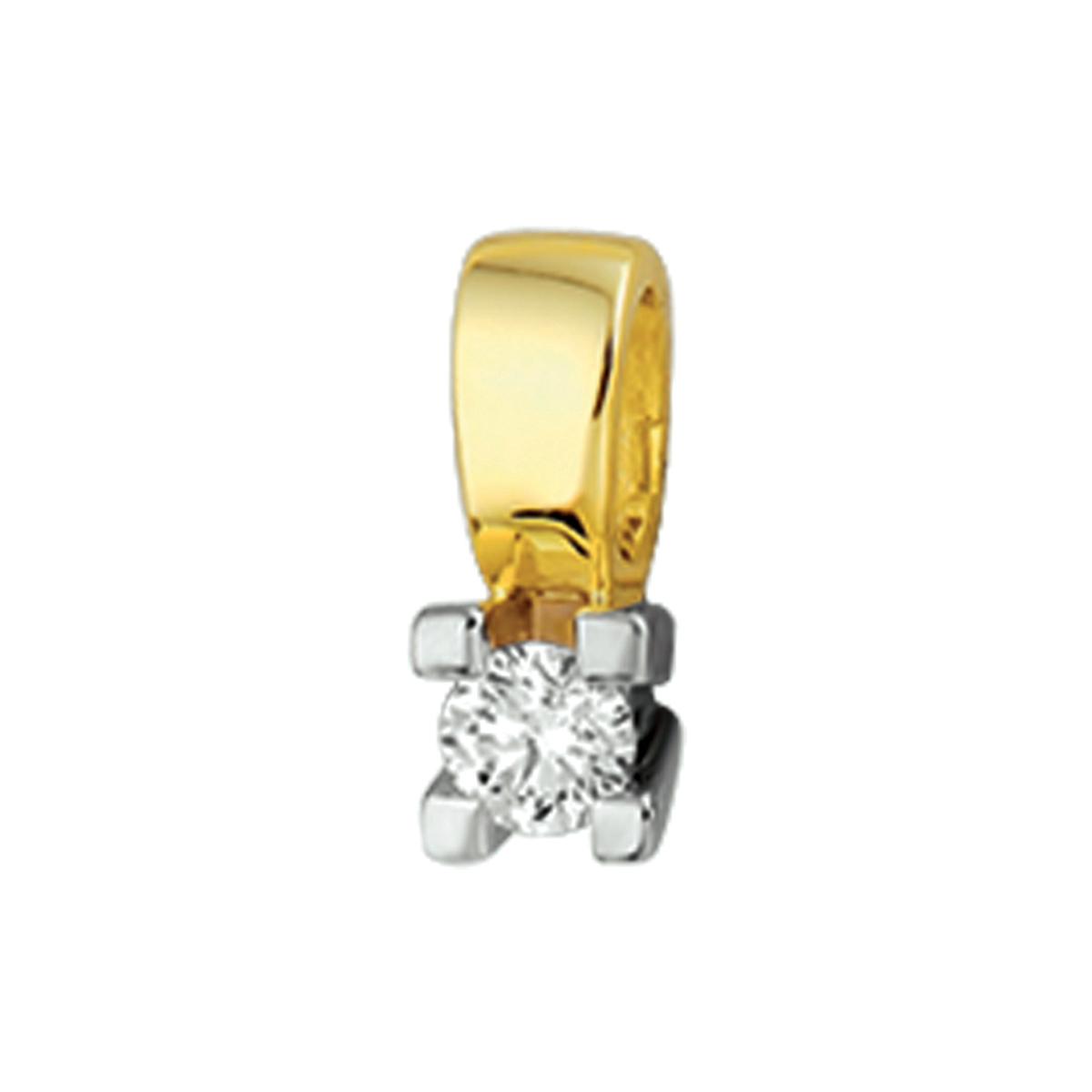 Prachtige 14krt gouden hanger met diamant 1-0.15