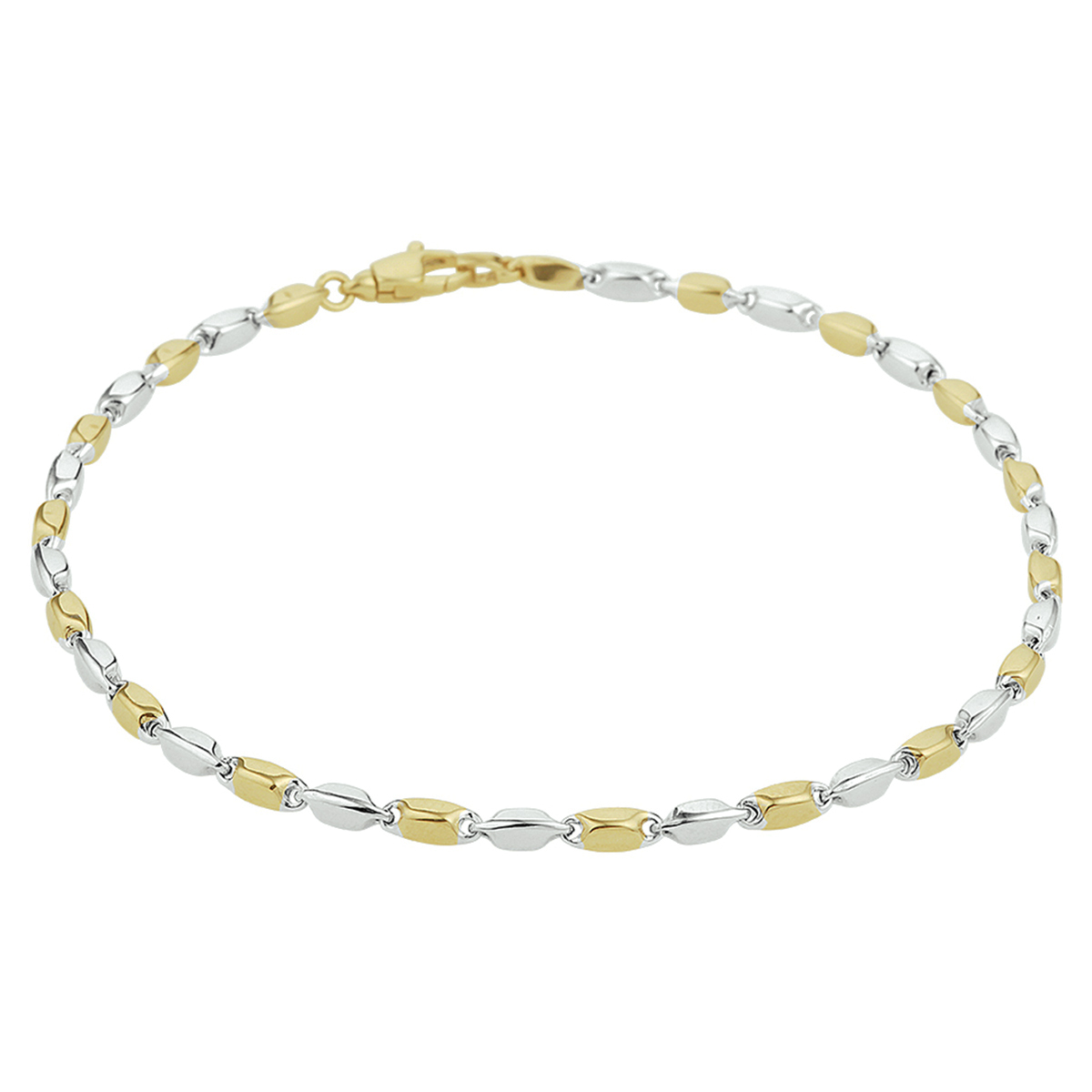 Gouden bicolor armband lengte 19 cm, 2.0 mm. dik.