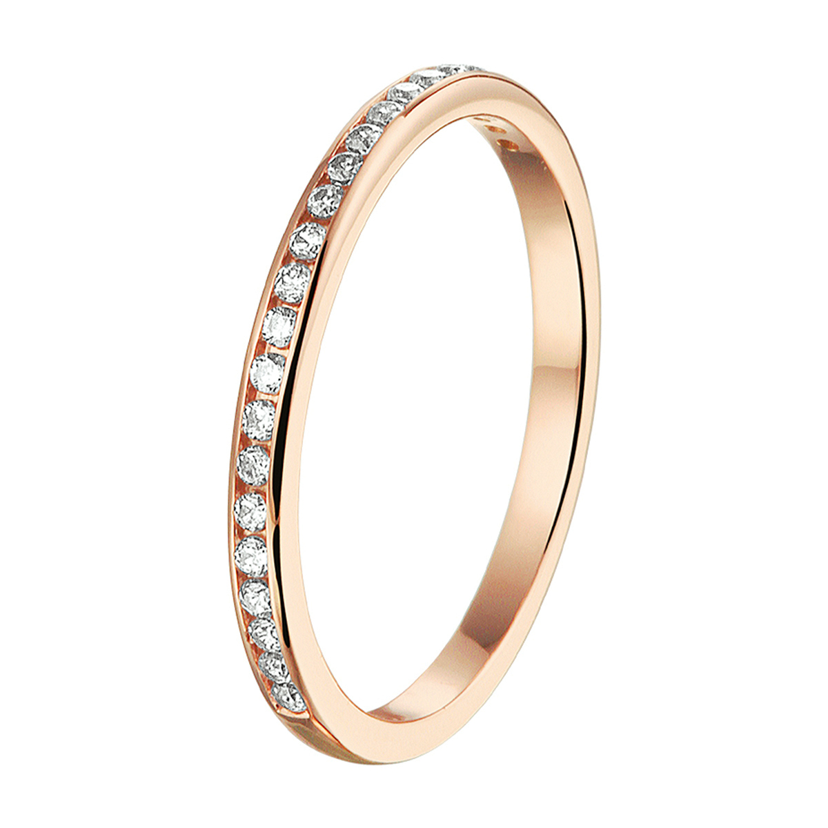 gouden ring, rose aanschuif+ zirconias mt55
