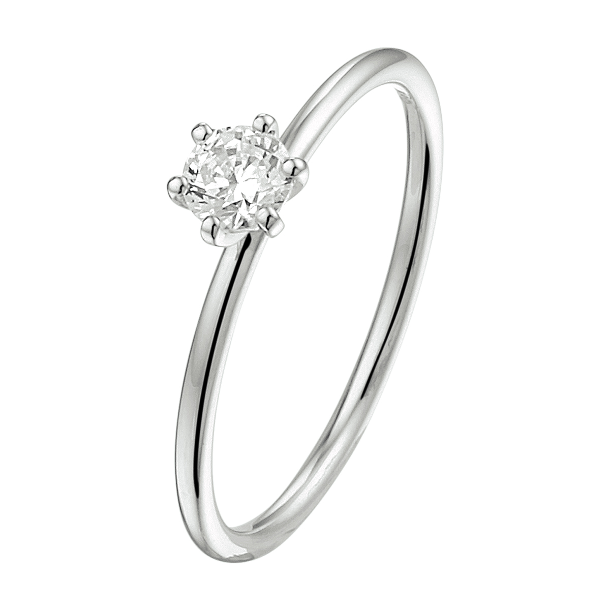 witgouden ring, 6poot+0.25ct Man Made mt55