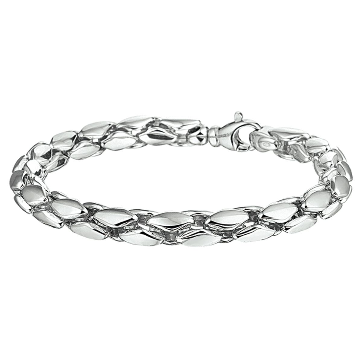 Beschrijving: Gerhodineerd zilveren armband met een poli afwerking. 
Verpakt per: 1
Doelgroep: dames
Breedte: 6.5 mm
Langste lengte: 19.5 mm