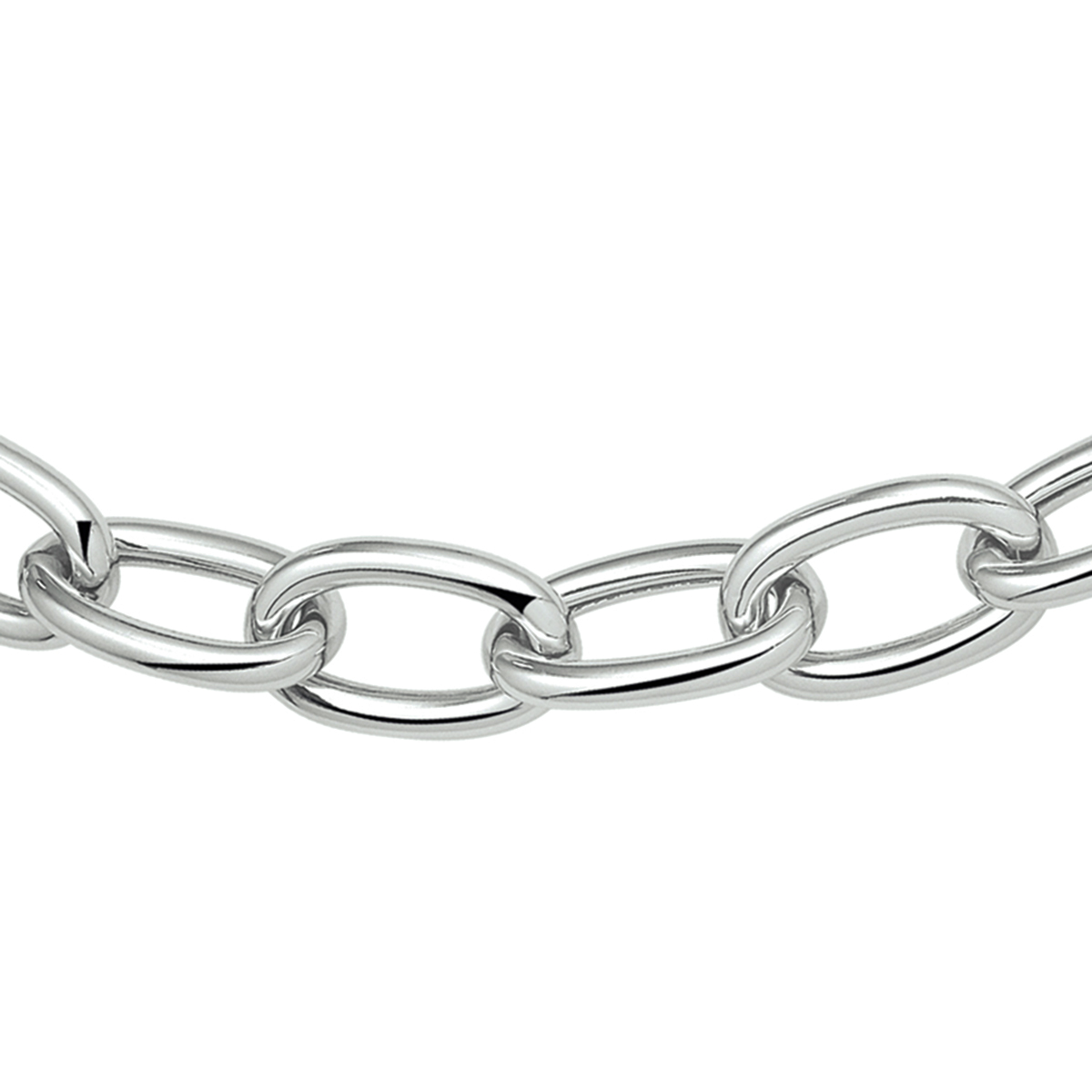Beschrijving: Gerhodineerd zilveren collier met anker schakel. 
Verpakt per: 1
Doelgroep: dames
Breedte: 11 mm
Langste lengte: 48 mm